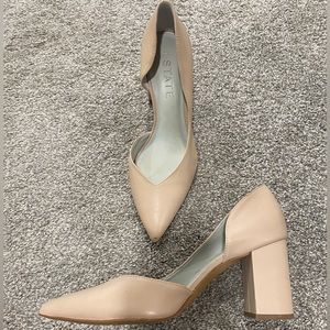 1. STATE Nude Leather Pointed Toe Block Heels